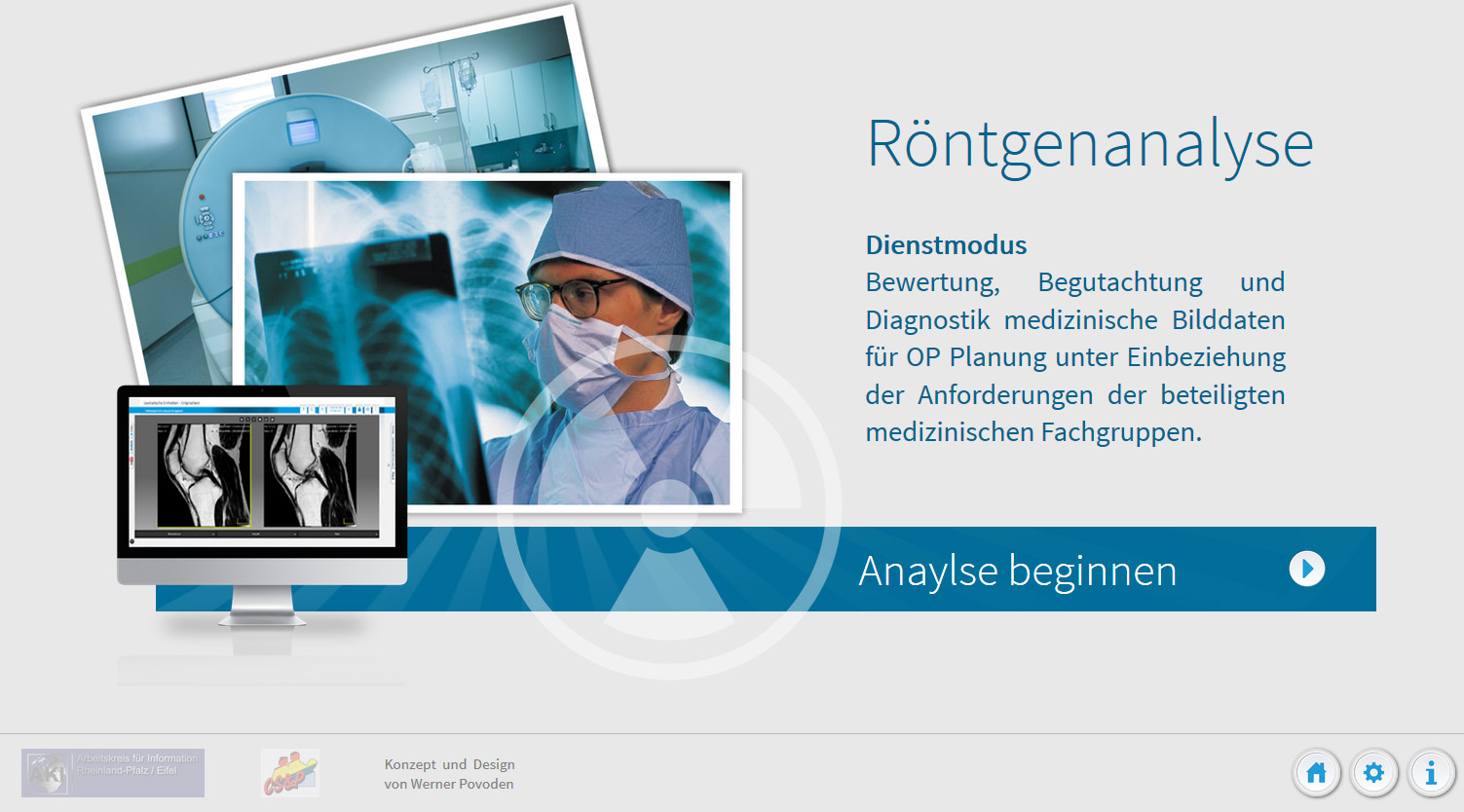 Startbildschirm Röntgendiagnostik
